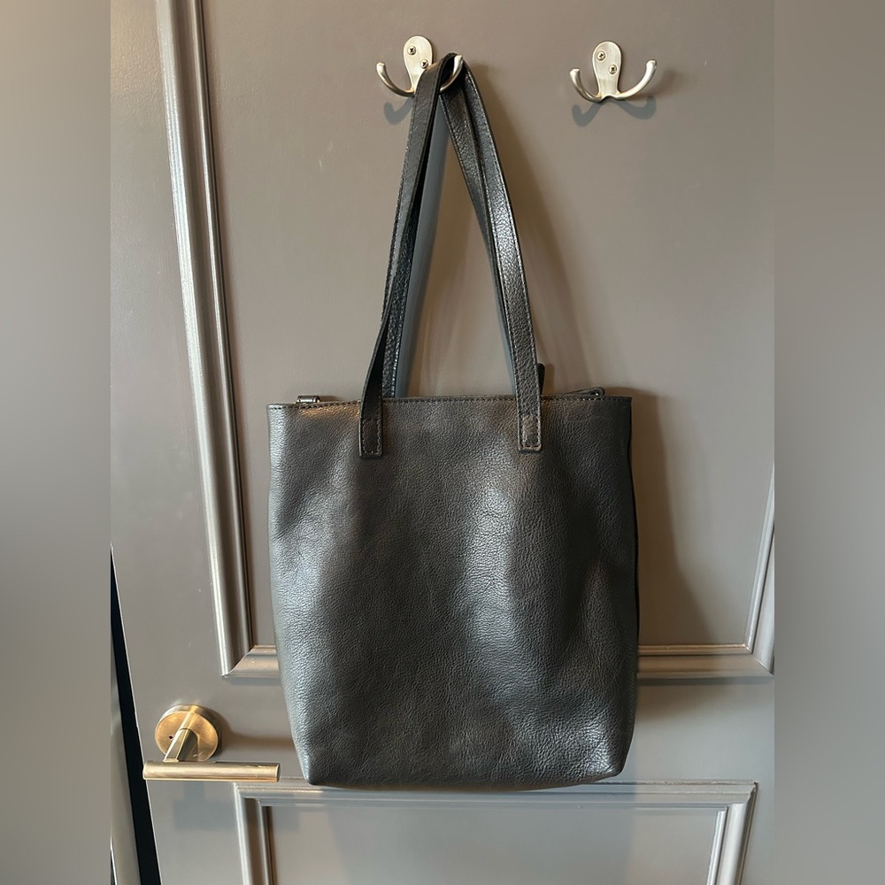 Portland Leather Black Crossbody Tote Bag